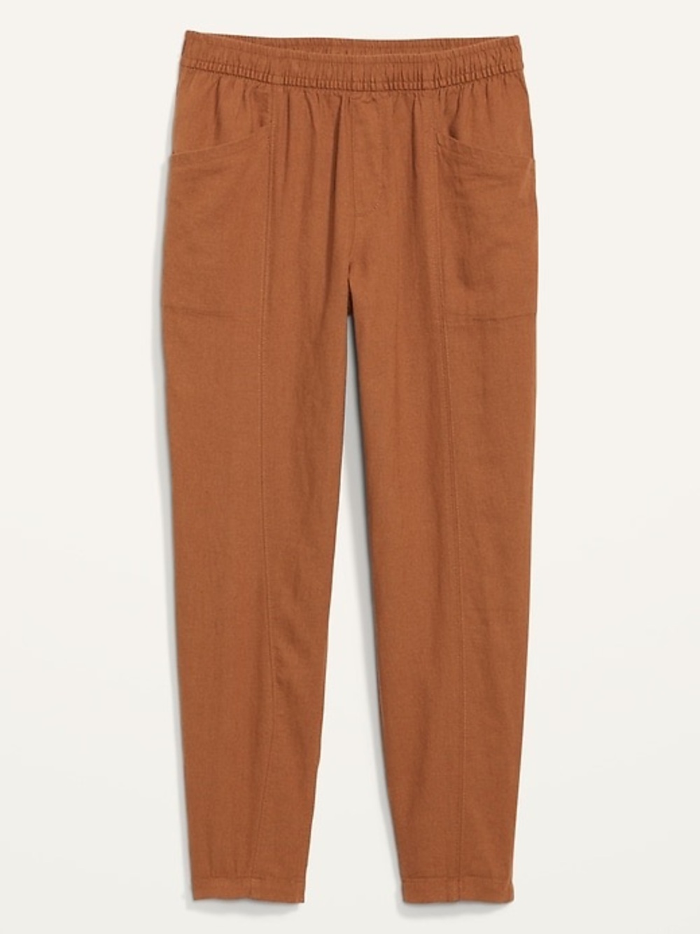 High-Waisted Cropped Linen-Blend
Pants | Old Navy in Rust Brown